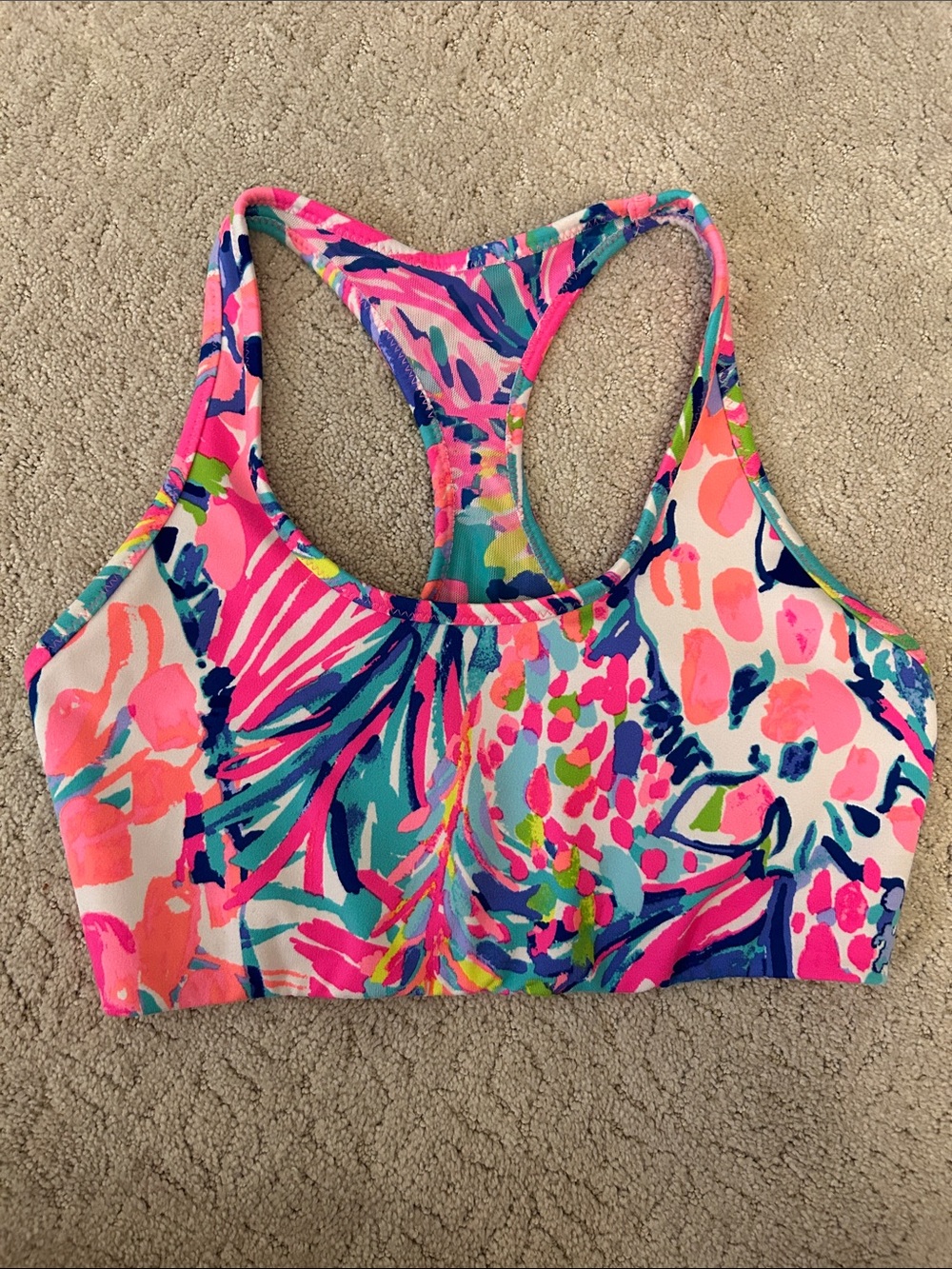 Lilly Pulitzer Multicolor Neon Giraffe Racerback Sports Bra